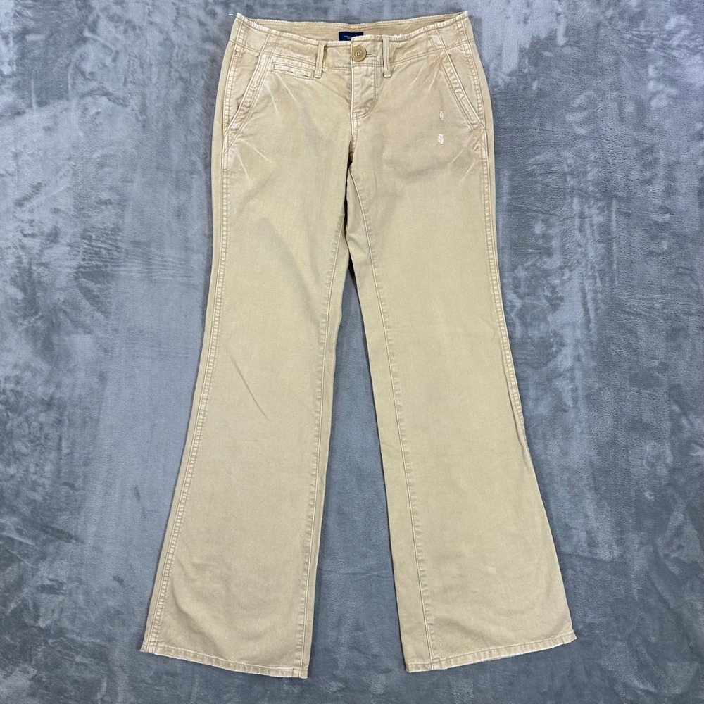 Vintage American Eagle Low Rise Flare Pants Women's Size 2 Reg Beige Chino Pants